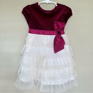 Jona Michelle Velvet Burgundy and Cream Dress